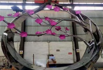 梅花樹雕塑定做，美陳雕塑，不銹鋼梅花樹雕塑廠家