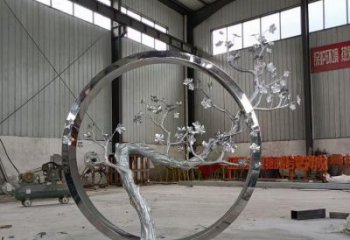 梅花樹雕塑承接，街頭藝術(shù)，不銹鋼梅花樹雕塑觀賞型
