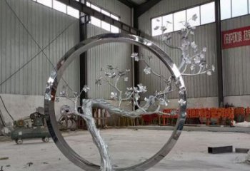 梅花樹雕塑加工，美陳雕塑，不銹鋼梅花樹雕塑生產(chǎn)商