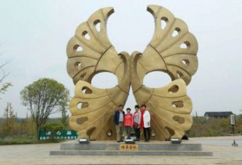 銀杏葉雕塑定制，露天雕塑，不銹鋼銀杏葉雕塑廠家