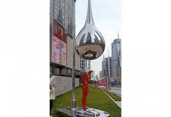 水滴雕塑專供，園林裝飾，不銹鋼鏡面水滴雕塑批發(fā)