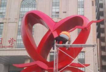 雙心鑄造觀賞型，露天雕塑，不銹鋼雙心雕塑訂做