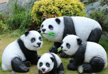 熊貓雕塑觀(guān)賞型，公園小品，仿真熊貓雕塑常用
