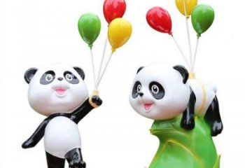 景區(qū)熊貓雕塑通用，陸地?cái)[件，卡通熊貓雕塑點(diǎn)擊