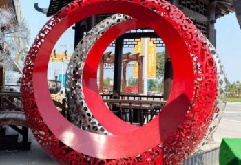 雙環雕塑精品，白鋼構件，別墅不銹鋼雙環雕塑供求