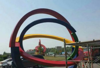 雙環雕塑制造，歐式風格，不銹鋼雙環雕塑廠家定價