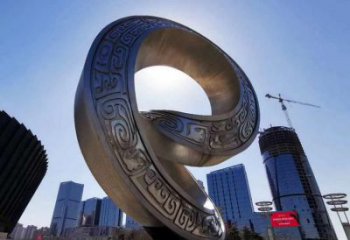 金屬雙環雕塑承接，陸地擺件，不銹鋼雙環雕塑制造商