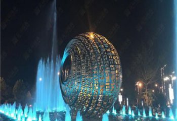 水景圓環(huán)雕塑，燈光配置，燈光圓環(huán)雕塑制作廠家