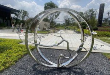 圓環樹雕塑選定，美陳雕塑，不銹鋼圓環樹雕塑定做