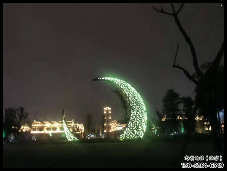 景觀館月牙雕塑，鍍銅景觀雕塑，鍍銅工藝