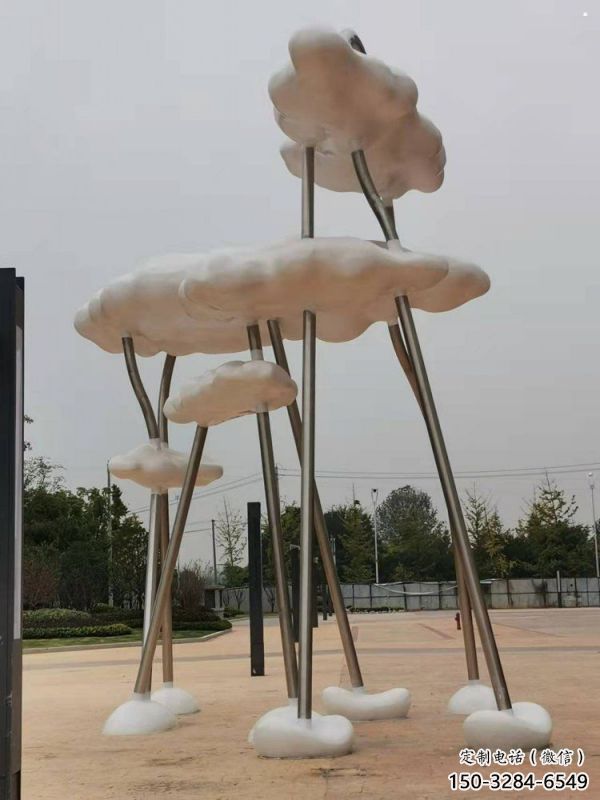 云朵雕塑精選，美陳雕塑，不銹鋼鏤空云朵雕塑通用