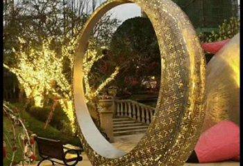 月牙雕塑制造，白鋼構件，鏤空月牙雕塑提供