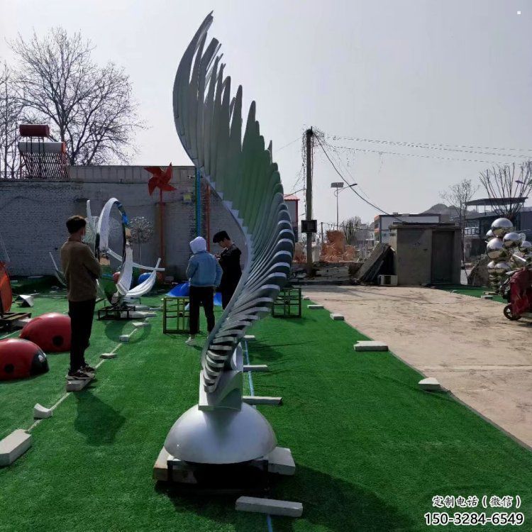 校園翅膀雕塑，拉絲景觀雕塑，抽象主題