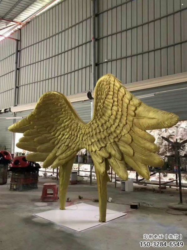 廣場鳥翅雕塑批發(fā)，廣場系列，不銹鋼鳥翅雕塑定價