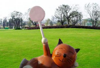 潮州小區(qū)小貓雕塑，抽象系列，彩繪工藝