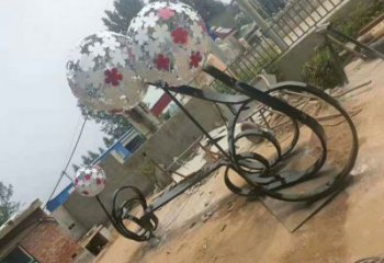 修文大型蒲公英坐凳雕塑，現代元素設計，不銹鋼坐凳雕塑