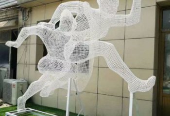 云巖鏤空健兒雕塑制造，校園雕塑，金屬鐵藝人物雕塑展品