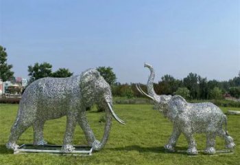 邯鄲鏤空大象雕塑制造商，動物擺件，透雕大象雕塑定制