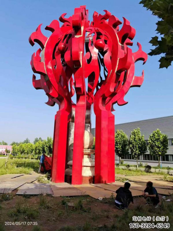 咸寧火球雕塑，精神堡壘火球雕塑落地展示
