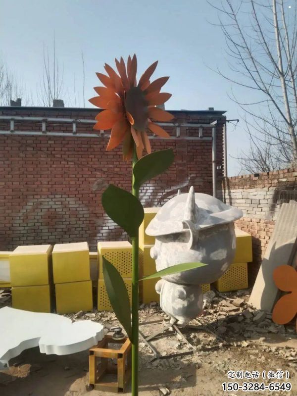 四平太陽花雕塑工程，美陳雕塑，玻璃鋼太陽花雕塑廠家