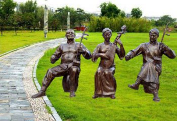 黃岡拉二胡雕塑點(diǎn)擊，景觀雕塑，別墅民俗人物雕塑供求