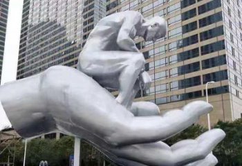 常州沉思者雕塑，景觀雕塑，手托人物雕塑廠家提供