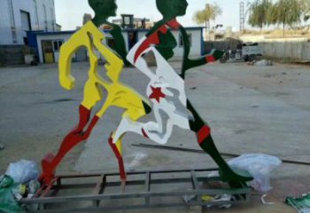 進賢賽跑雕塑，鏤空工藝制作，不銹鋼烤漆體育人物雕塑