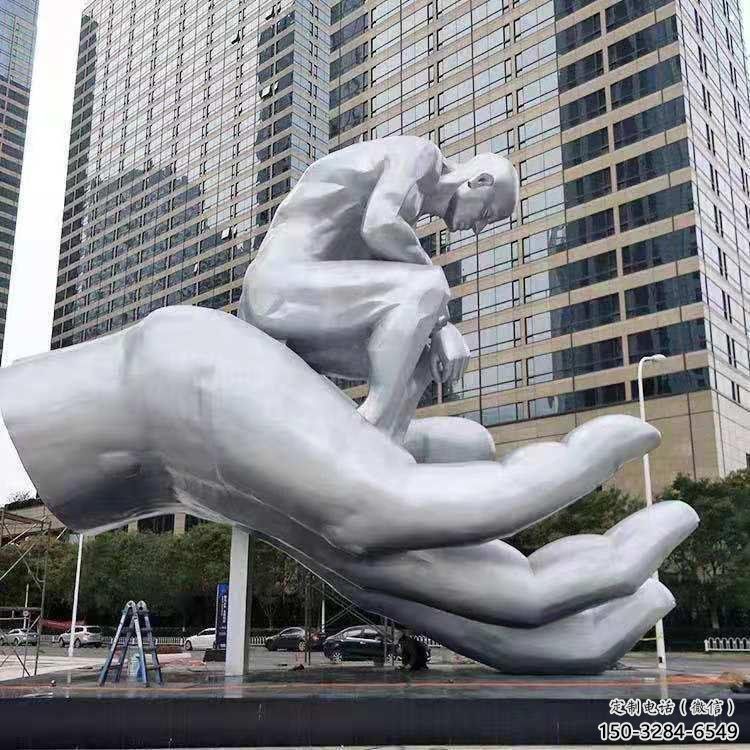 上饒沉思者雕塑，景觀雕塑，手托人物雕塑廠家提供