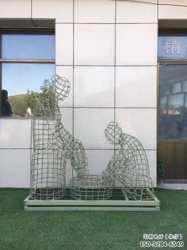 隆德鏤空孝道雕塑通用，街景小品，鐵藝洗腳雕塑制造