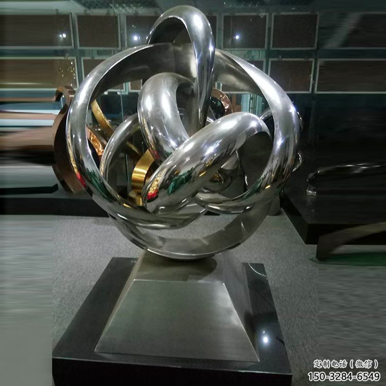 泰安地產(chǎn)雙環(huán)雕塑定做，城區(qū)小品，景觀不銹鋼雙環(huán)雕塑定價