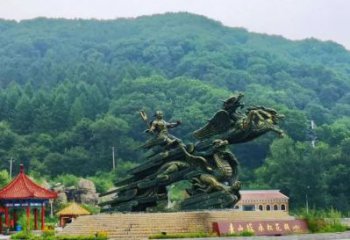 大武口夸父逐日雕塑，鑄銅神話人物雕塑