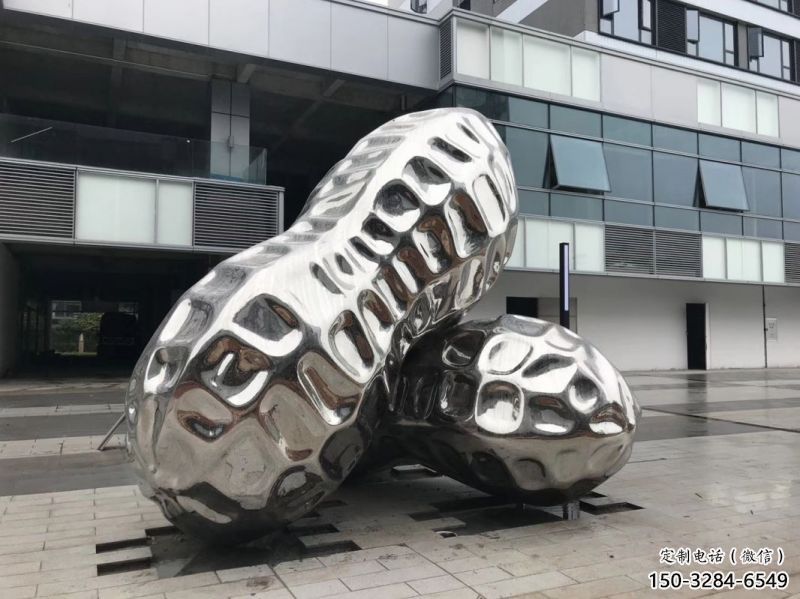 尼木花生雕塑制造，白鋼構件，不銹鋼花生雕塑提供