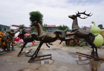 臺(tái)州戶外小鹿批發(fā)，動(dòng)物雕塑，梅花鹿銅雕塑供求